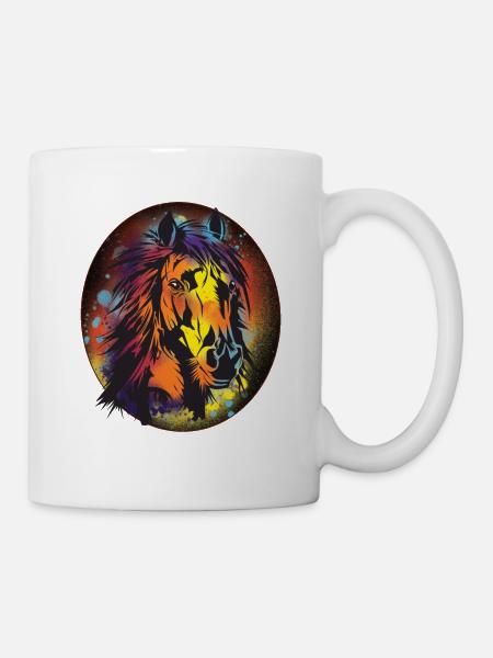 Pferd, Reiten, Dressur, Geschenk, Farbenfroh - Tasse - Weiß