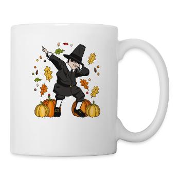 Dabbing Pilgrim Pumpkin Thanksgiving Day Funny Dab - Mug blanc - blanc - Droite