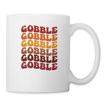 Gobble Happy Thanksgiving Day Abendessen Retro - Tasse - Weiß - Rechts