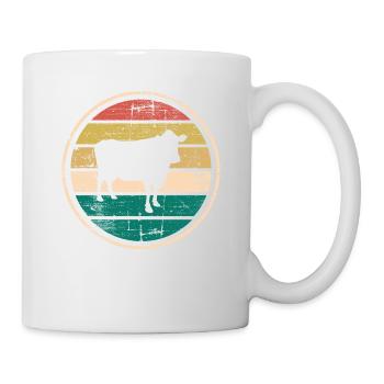 Cadeau de ferme laitière Cow Retro Moo Farmer - Mug blanc - blanc - Droite