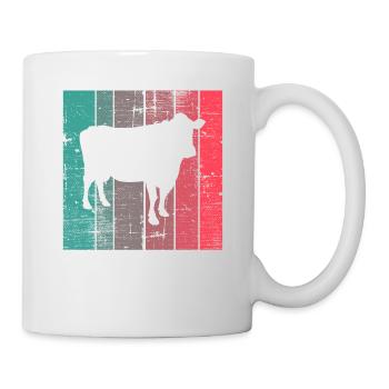 Kuh Retro Muh Landwirt Milch Bauernhof Geschenk - Tasse - Weiß - Rechts