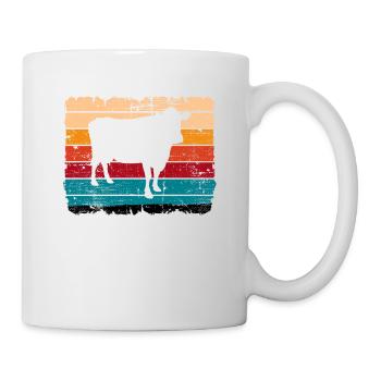 Kuh Retro Muh Landwirt Milch Bauernhof Geschenk - Tasse - Weiß - Rechts