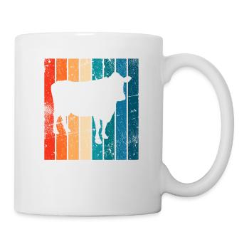 Kuh Retro Muh Landwirt Milch Bauernhof Geschenk - Tasse - Weiß - Rechts