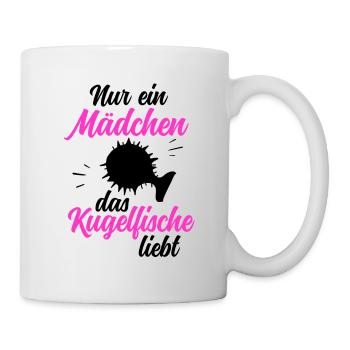 Mädchen das Kugelfisch liebt Riesenkugelfisch - Tasse - Weiß - Rechts