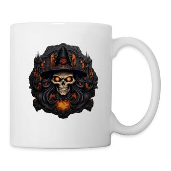 Totenschädel Hexe gruseliger Sticker Spuk Party - Tasse - Weiß - Rechts