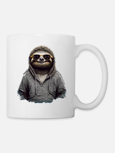 Urbanes Faultier - Coole Sonnenbrille Design - Tasse - Weiß