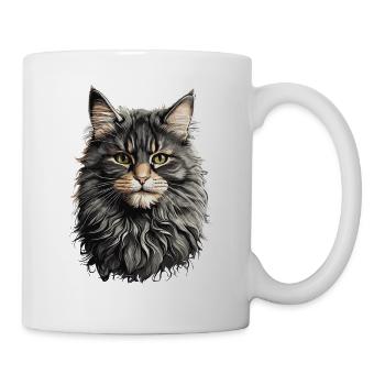 Maine-Coon-Katze Elegantes Katzen Design - Tasse - Weiß - Rechts