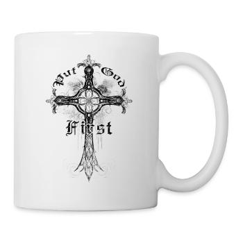 Christen Kreuz Put God First Christlich Geschenk - Tasse - Weiß - Rechts