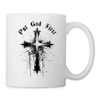 Put God First Christen Kreuz Christlich Jesus - Tasse - Weiß - Rechts