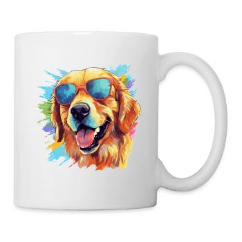 Colorful Golden Retriever Wearing Sunglasses - Mug - white - Right