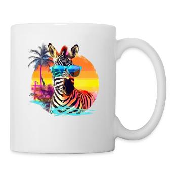 Lustiges Zebra mit Sonnenbrille Retro Stil für - Tasse - Weiß - Rechts
