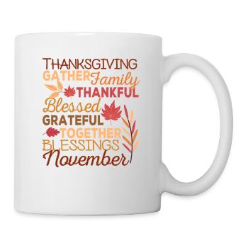 Dankbar Segen Thanksgiving Familie Lustig Urlaub - Tasse - Weiß - Rechts
