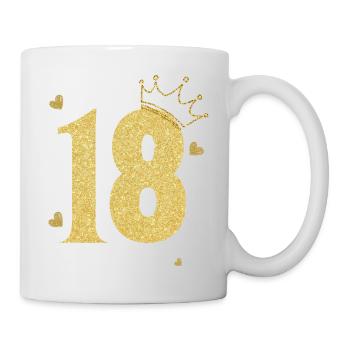 Goldene Krone zum 18-jährigen Jubiläum - Tasse - Weiß - Rechts