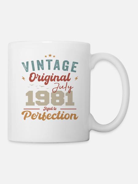 Juillet 1981 Anniversaire Juillet 1981 Original 1981 Juillet - Mug blanc - blanc