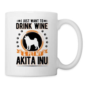 Akita Inu und Wein - Tasse - Weiß - Rechts