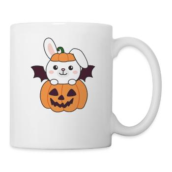 Bunny Happy Halloween Pumpkin Bat Costume - Mug - white - Right