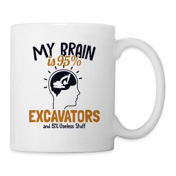 Mon cerveau est composé à 95% d’excavatrices Excavatrice Cycle de service grue sur chenilles - Mug blanc - blanc - Droite