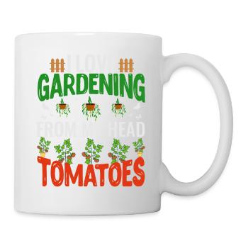 J’adore jardiner de ma tête tomates, jardinier - Mug blanc - blanc - Droite