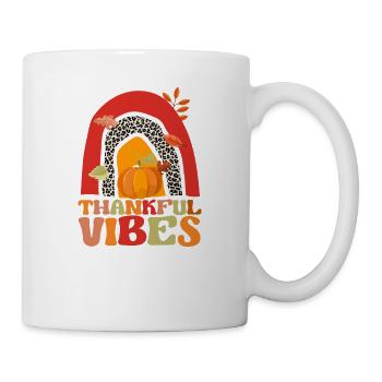 Thankful Vibes Lustige Thanksgiving Abendessen - Tasse - Weiß - Rechts