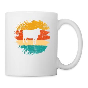 Kuh Retro Muh Milch Bauernhof Geschenk - Tasse - Weiß - Rechts