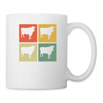 Kuh Tier Bauer Muh Retro Bauernhof Geschenk - Tasse - Weiß - Rechts
