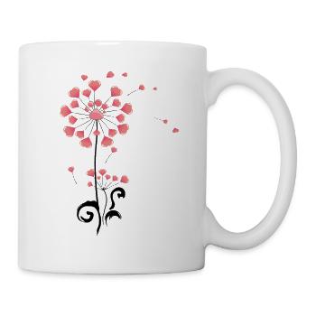 Eine Pusteblume Blume mit Liebesherzen und Hunde - Tasse - Weiß - Rechts