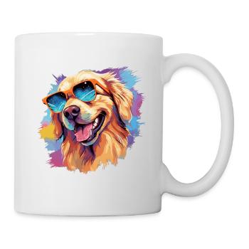 Golden Retriever Wearing Sunglasses Colorful - Mug - white - Right
