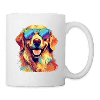 Hundeliebhaber Golden Retriever mit Sonnenbrille - Tasse - Weiß - Rechts