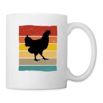 Hühner Retro Hahn Bauer Retro Bauernhof Geschenk - Tasse - Weiß - Rechts