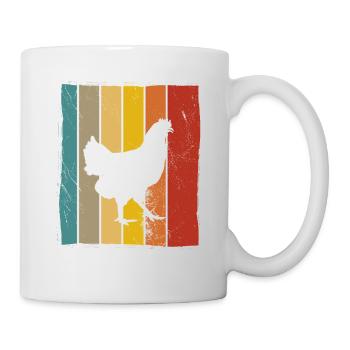 Huhn Hühner Hahn Bauer Retro Bauernhof Geschenk - Tasse - Weiß - Rechts