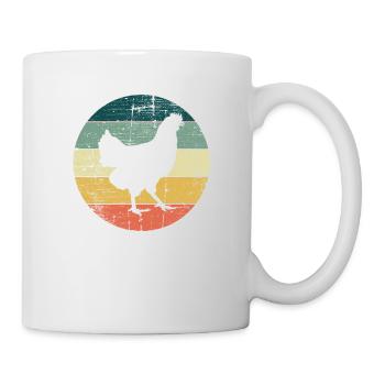 Huhn Hühner Hahn Bauer Retro Bauernhof Geschenk - Tasse - Weiß - Rechts