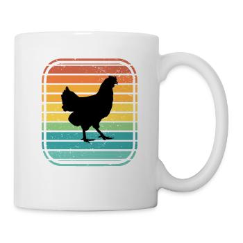 Huhn Hühner Hahn Bauer Retro Bauernhof Geschenk - Tasse - Weiß - Rechts