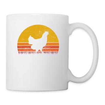 Huhn Hühner Hahn Bauer Retro Bauernhof Geschenk - Tasse - Weiß - Rechts