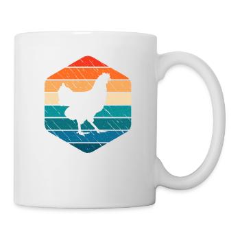 Hahn Huhn Hühner Bauer Retro Bauernhof Geschenk - Tasse - Weiß - Rechts