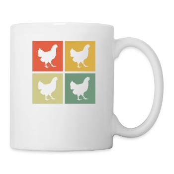 Huhn Hühner Hahn Bauer Retro Bauernhof Geschenk - Tasse - Weiß - Rechts