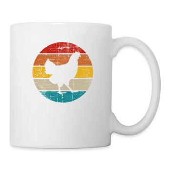 Huhn Hühner Hahn Bauer Retro Bauernhof Geschenk - Tasse - Weiß - Rechts