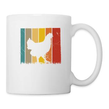 Huhn Hühner Hahn Bauer Retro Bauernhof Geschenk - Tasse - Weiß - Rechts