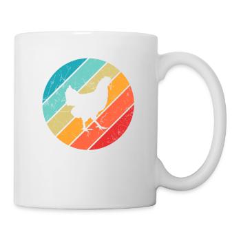 Hühner Retro Hahn Bauer Retro Bauernhof Geschenk - Tasse - Weiß - Rechts