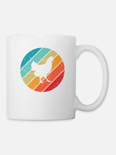 Hühner Retro Hahn Bauer Retro Bauernhof Geschenk - Tasse - Weiß
