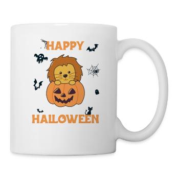Lion à la citrouille mignon lion Joyeux Halloween - Mug blanc - blanc - Droite
