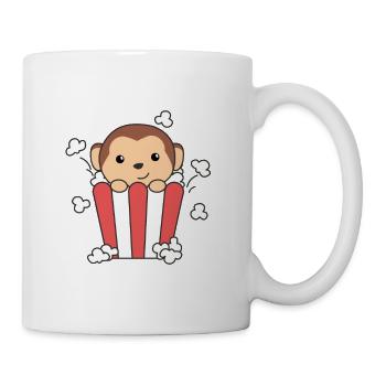 Monkey Popcorn Time animaux drôles dans la restauration rapide - Mug blanc - blanc - Droite
