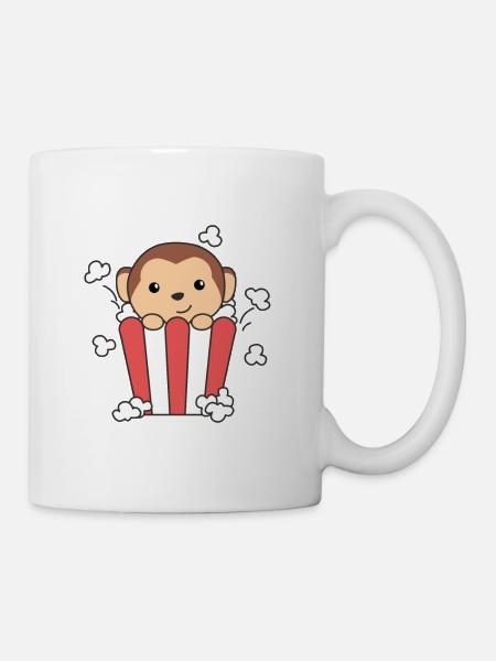 Affe Popcorn Time lustige Tiere in Fast Food - Tasse - Weiß