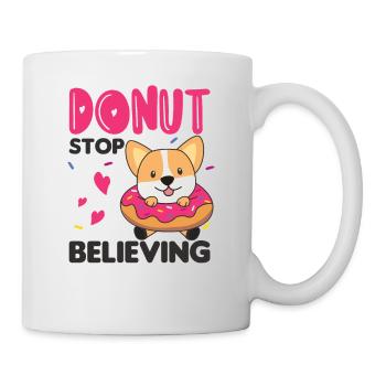 Süßer Corgi lustige Tiere in Donut Wortspiel pink - Tasse - Weiß - Rechts