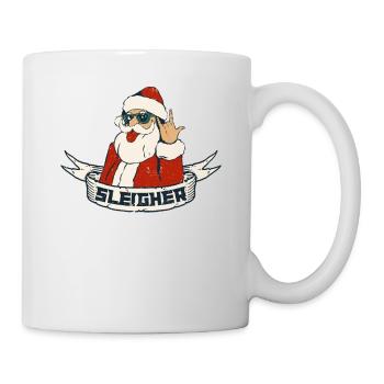 Sleigher Funny Heavy Metal Music Hail Santa Claus - Mug - white - Right