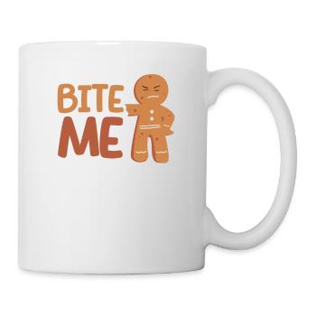 Bite Me Gingerbread Man Funny Christmas Cookie - Mug - white - Right