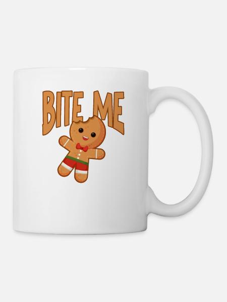 Bite Me Gingerbread Man Funny Christmas Cookie - Tasse - Weiß