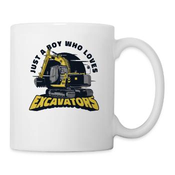 Just A Boy Who Loves Excavators Duty cycle crawler crane - Mug - white - Right