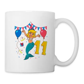 Avec Sirène - Anniversaire de fille 11 ans - Mug blanc - blanc - Droite
