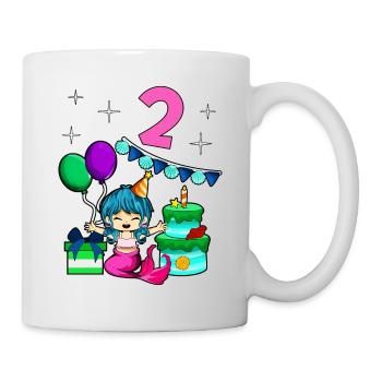 Avec Sirène - Anniversaire de fille 2 ans - Mug blanc - blanc - Droite