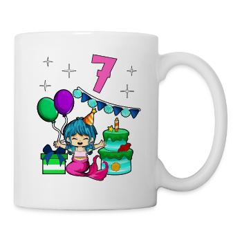 With Mermaid - Girl Birthday 7 Years - Mug - white - Right